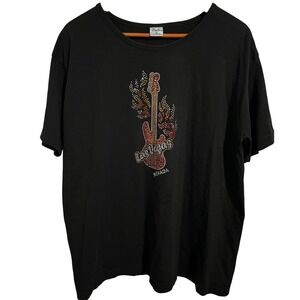 Bay Beauty Black Short-Sleeve Tee Shirt Embellished Las Vegas Nevada Women's XL